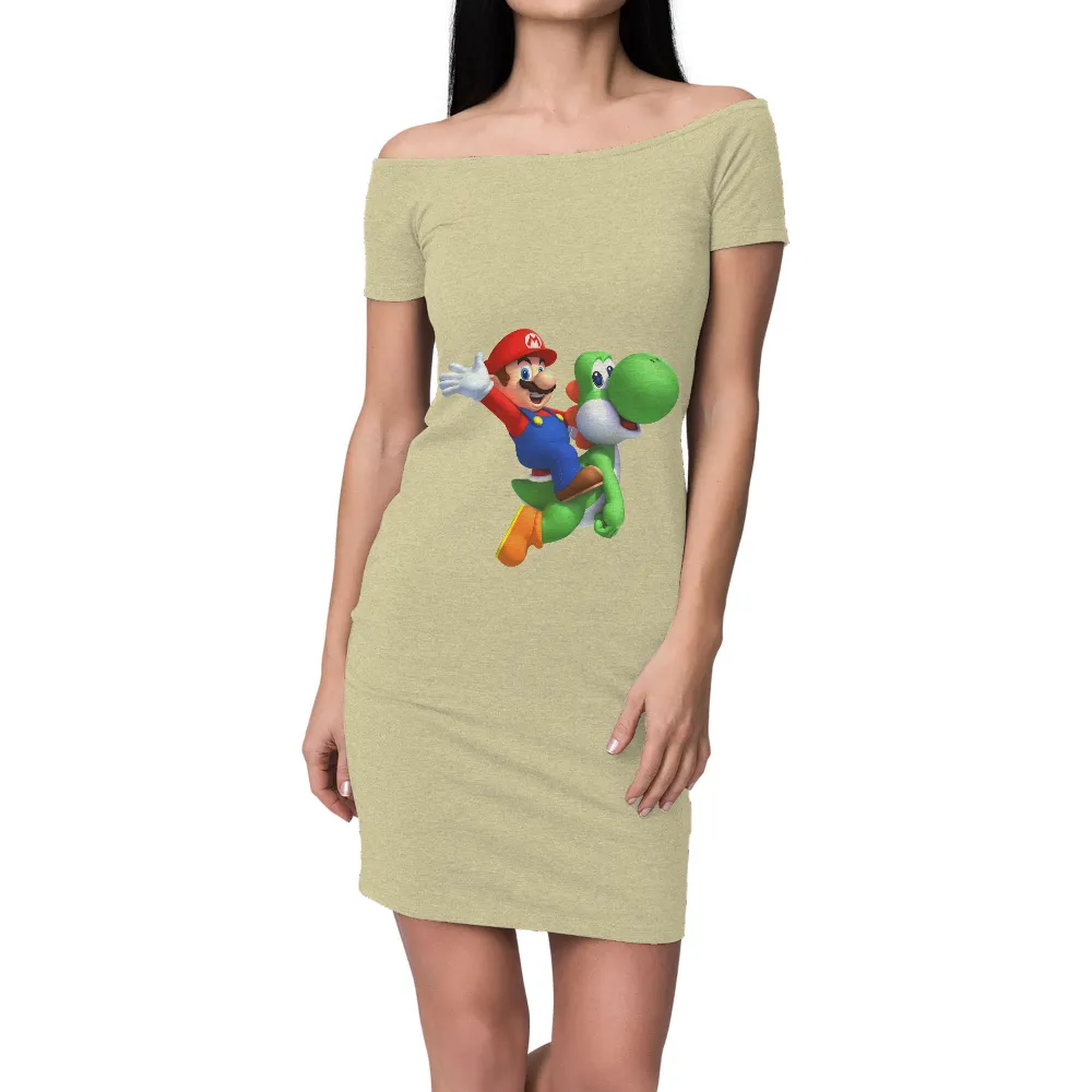 Custom Tee Shirts: Mario and Yoshi Adventure|men's art cotton colorful printed loose casual shirts