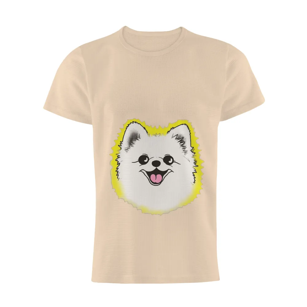 Tee Shirts Printed: Luna's Glowing Aura - Cheerful Pomeranian Design