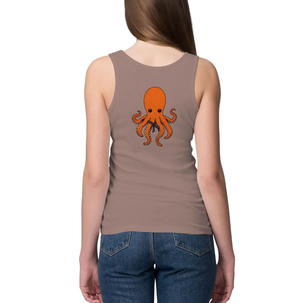 Tee Shirts Printed: Whimsical Orange Octopus with Bow Tie|sparky black shirt