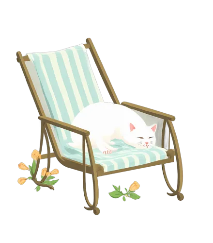 Tee Shirts Printed: Vintage Rocking Chair Cat - Relaxation and Tranquility