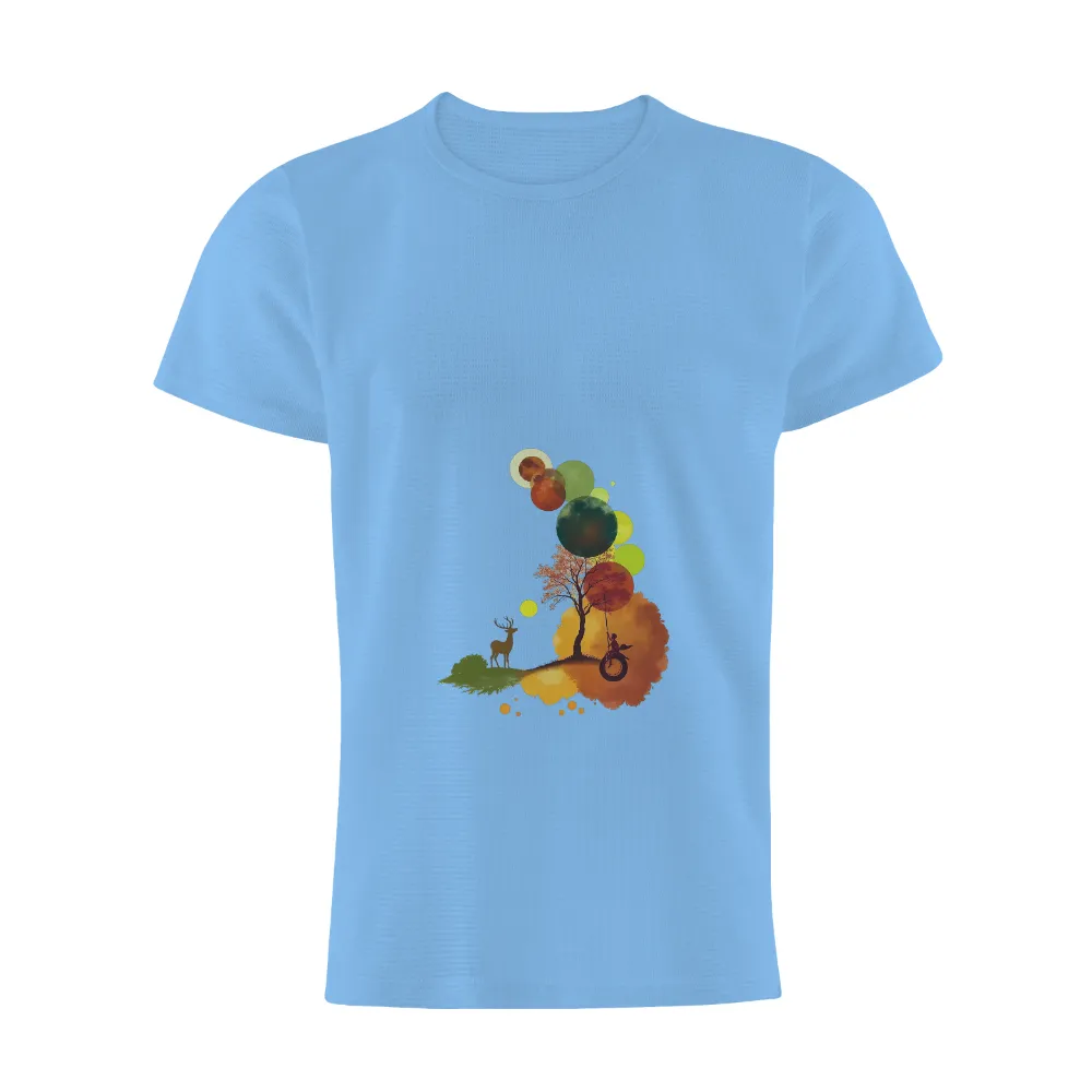 T-Shirts Pattern: Autumn Joy with Child and Deer|your boyfriend likes my swing shirt