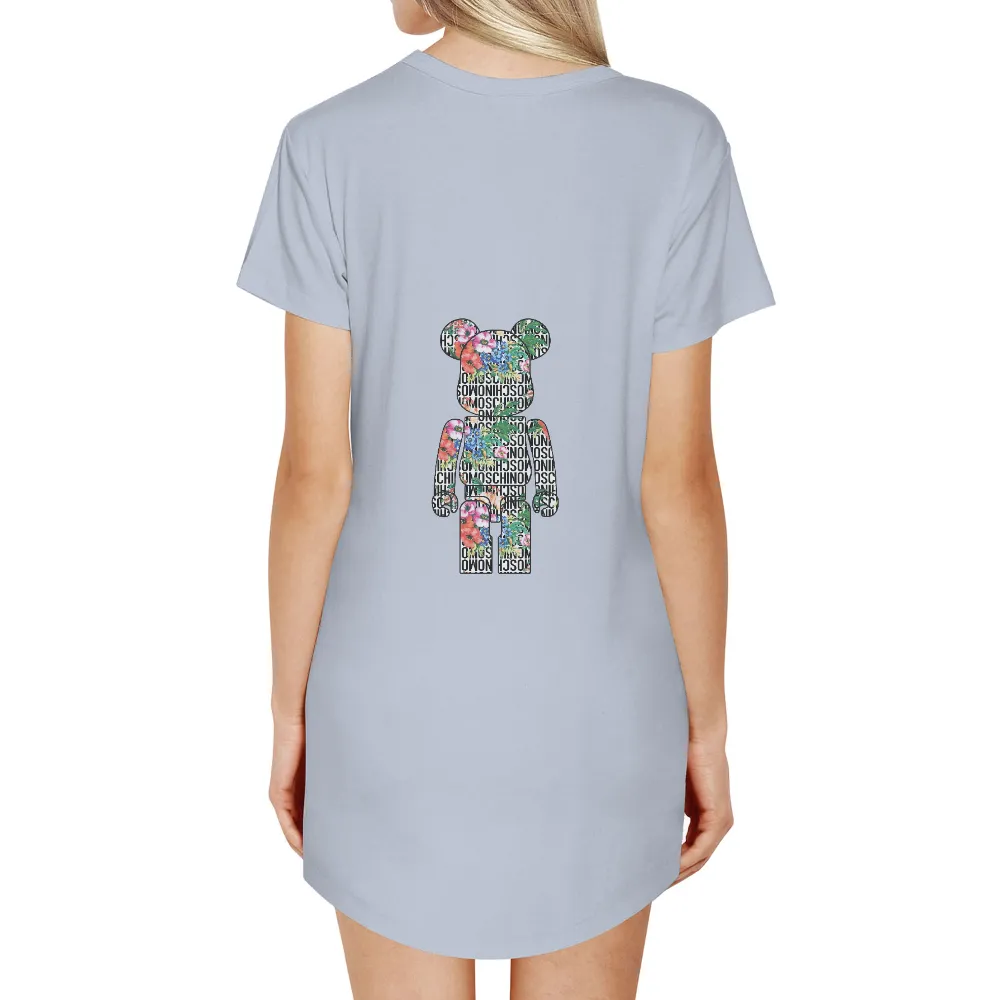 Customized Tee Shirts: Tropical Floral Bear - Artistic High Fashion Design|luxury shirts