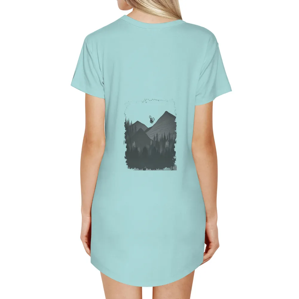 Custom Tee Shirts: Mountain Biking Adventure | Extreme Sports Tees| towering mountains