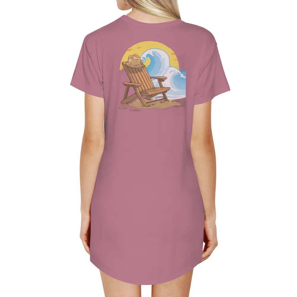 Tee Shirt Printing: Beachside Tranquility with Sunset Waves|santorini summer shirt