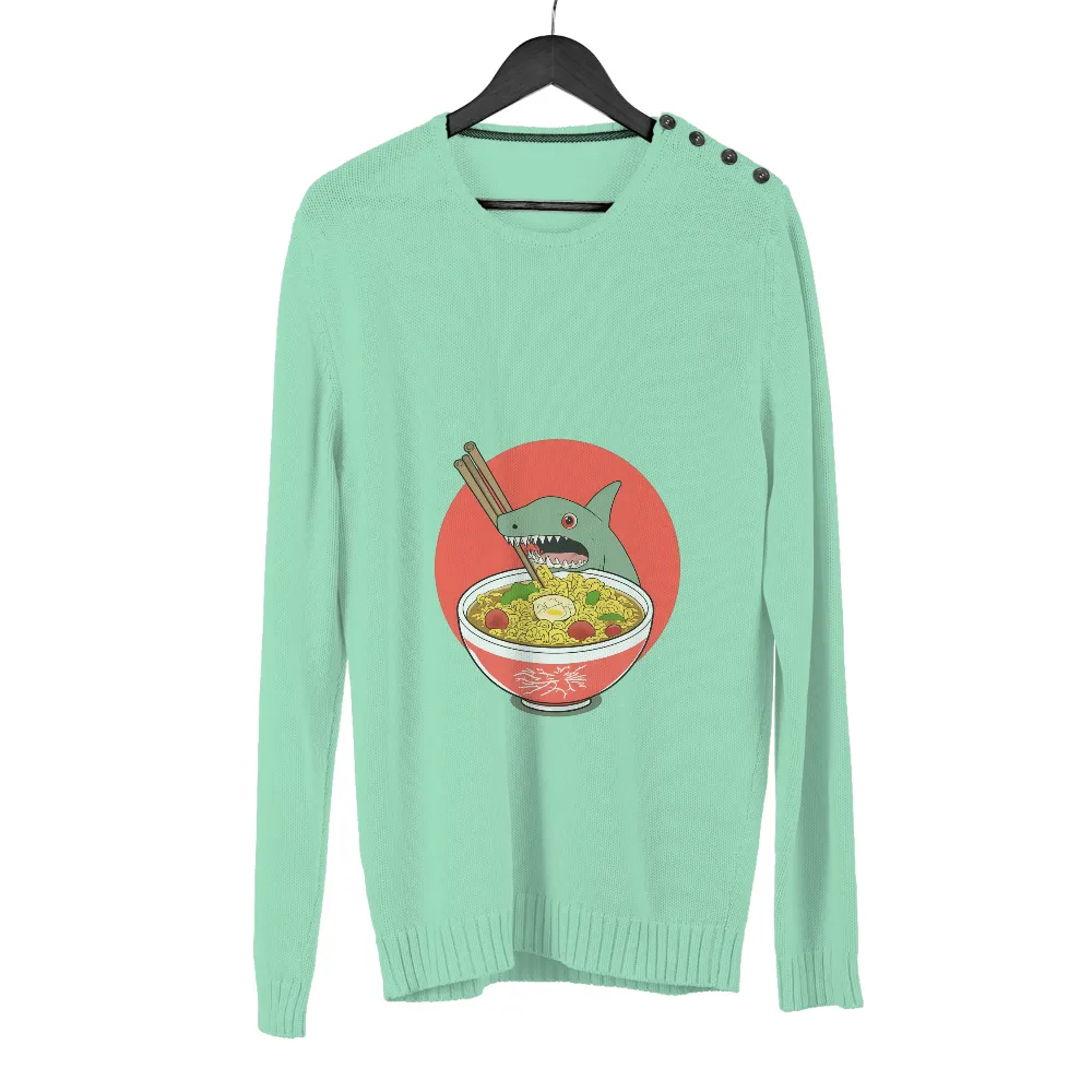 Tee Shirts Printed: Shark's Ramen Adventure|valentine shark shirt