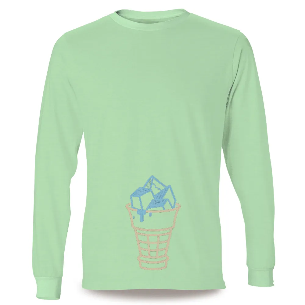 T-Shirts Pattern: Ice Cream Cubes in a Waffle Cone| Humorous ice cream art