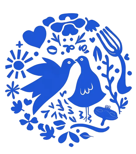 Tee Shirts Printed: Blue Birds in Harmony | Love & Nature