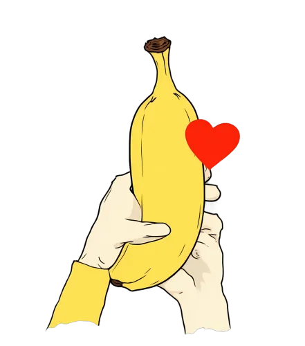 Shirts Graphic Tees: Banana Heart Love - Minimalist Artistic Design