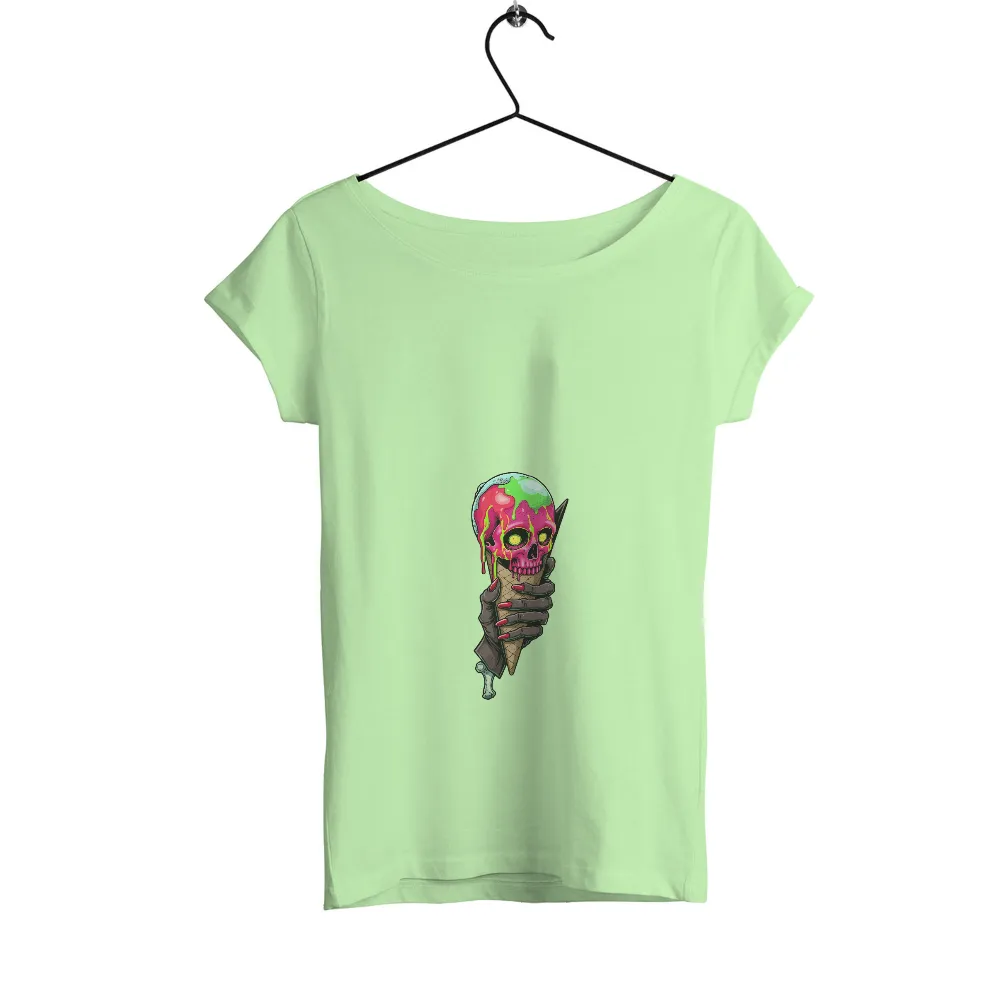 T-Shirts Custom: Whimsical Skull Ice Cream - Artistic Designs|shirt hand design