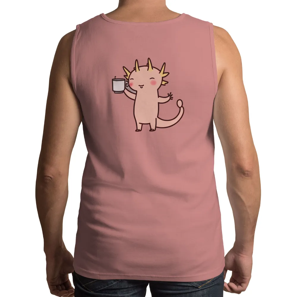 TShirt Design: Whimsical Dragon with a Glass of Milk|twill shirt in summer