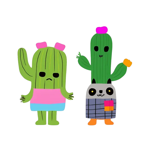 Tee Shirts Printed: Grumpy Cactus and Cheerful Friend