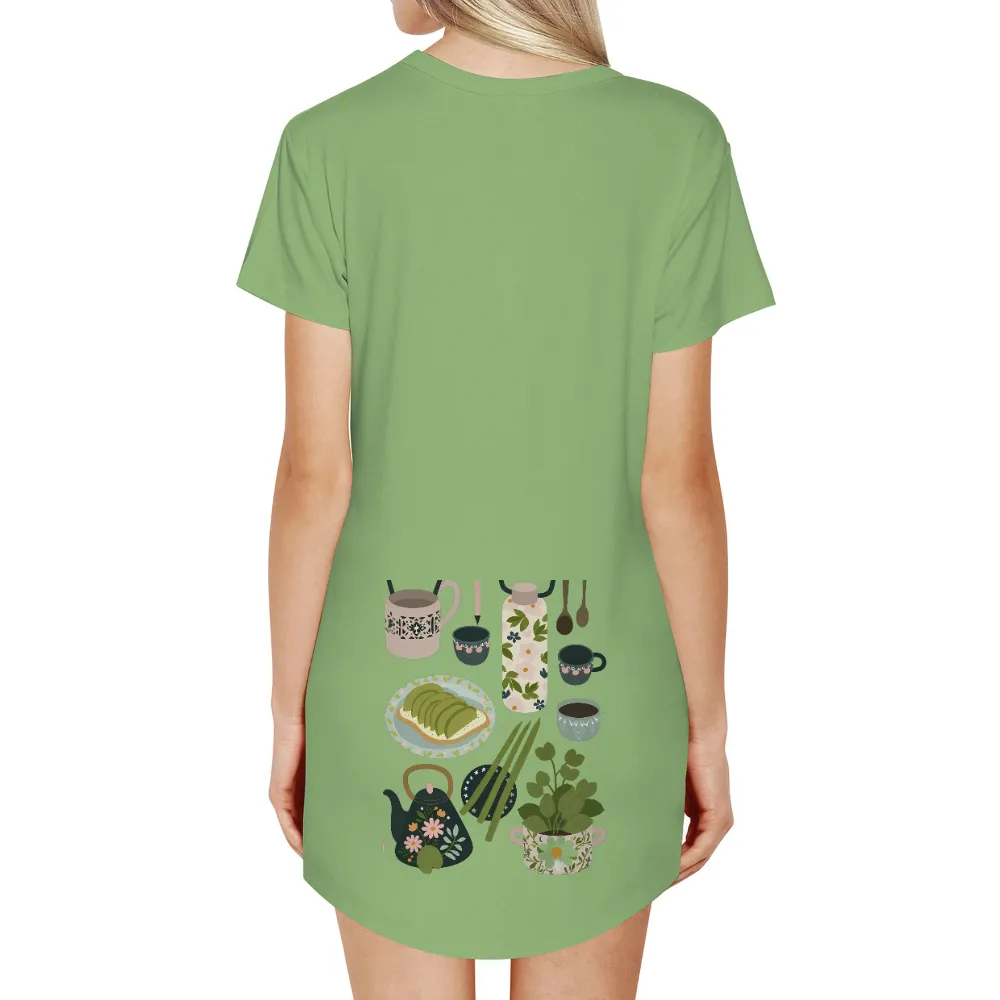 Tee Shirt Printing: Floral Kitchen Serenity with Avocado Toast|acnh silk floral print shirt