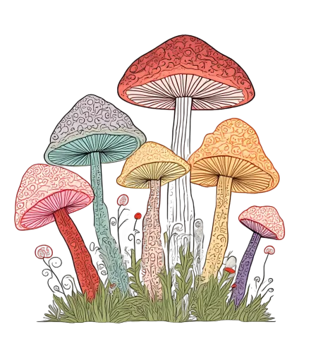 Tee Shirts Printed: Magical Mushrooms in the Forest