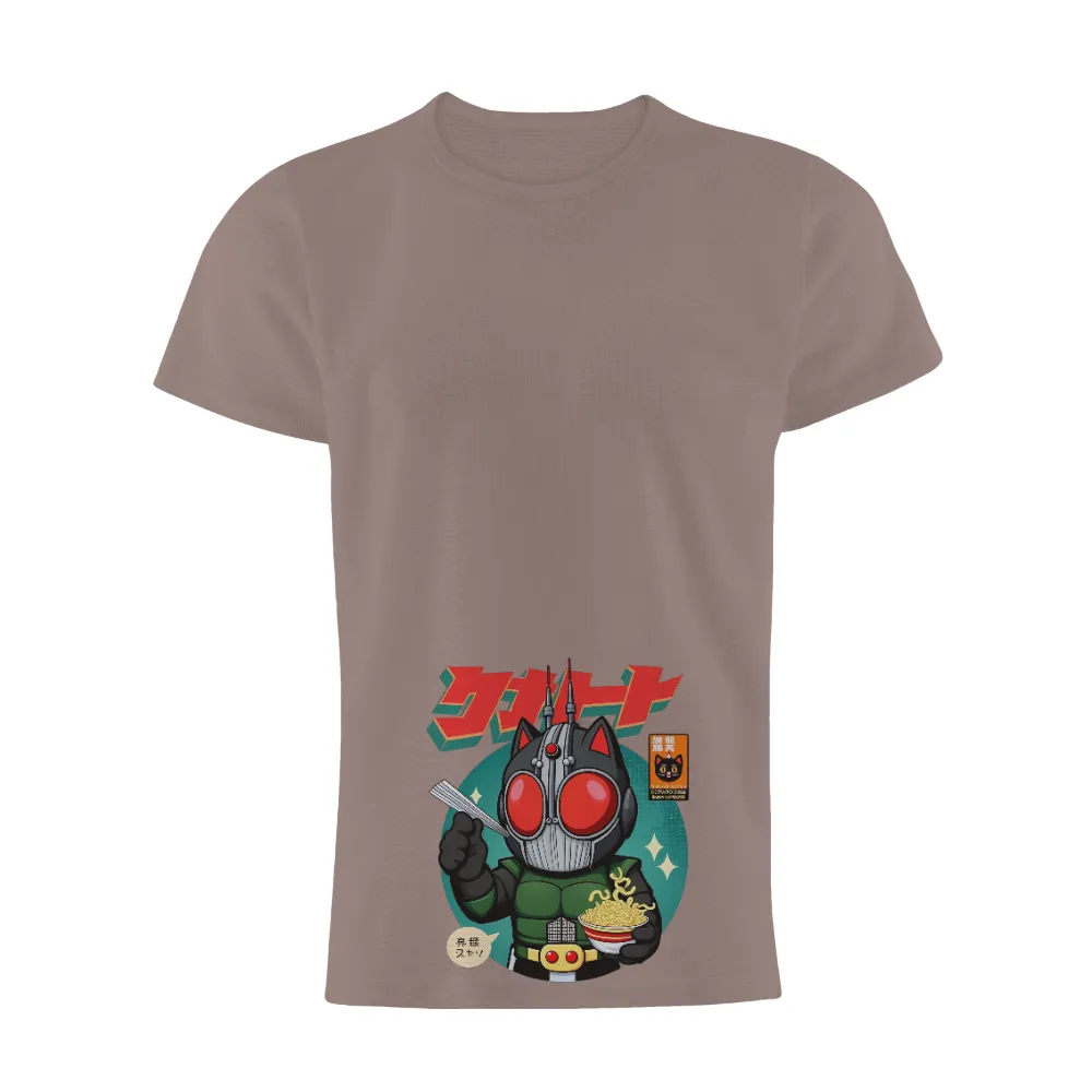 Custom T-Shirt Printing: Retro Anime Character with Noodles| antenna-like structures