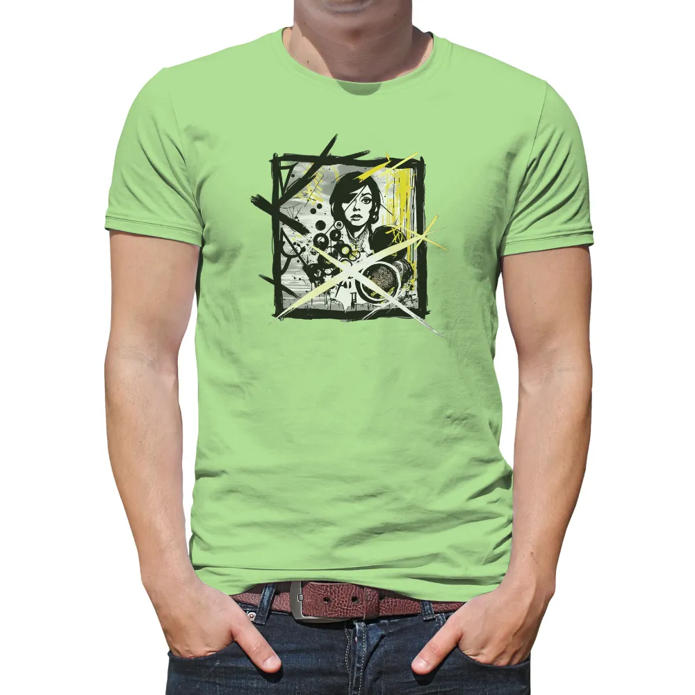 TShirt Printing: Cyberpunk Resilience - Yellow Lightning Bolt|spell graffiti