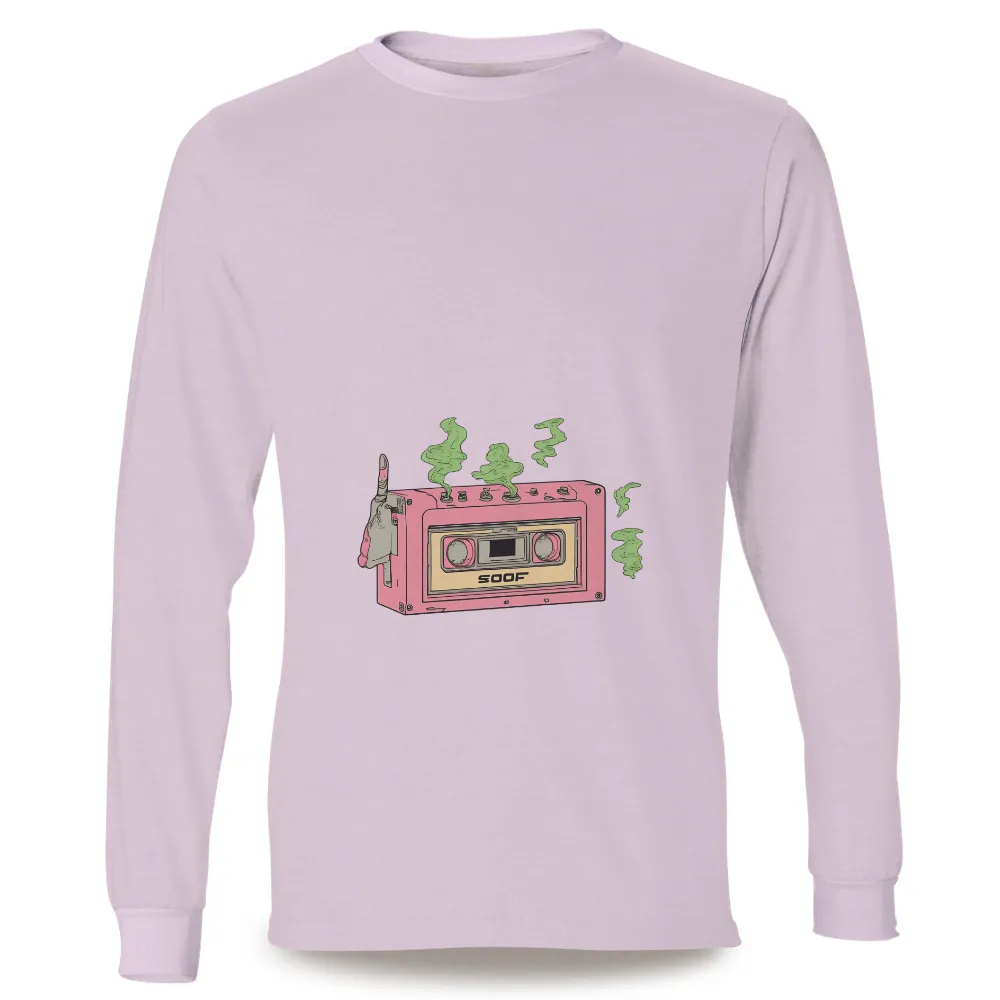 TShirt Design: SOOF Cassette Player with Playful Green Smoke|animal crossing music fest shirt