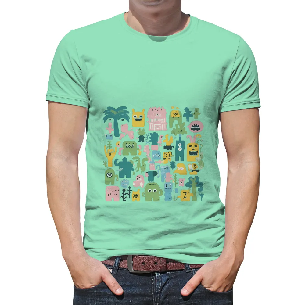 Graphic Tees: Whimsical Happy Monsters - Artistic Designs|olive garden pride shirt