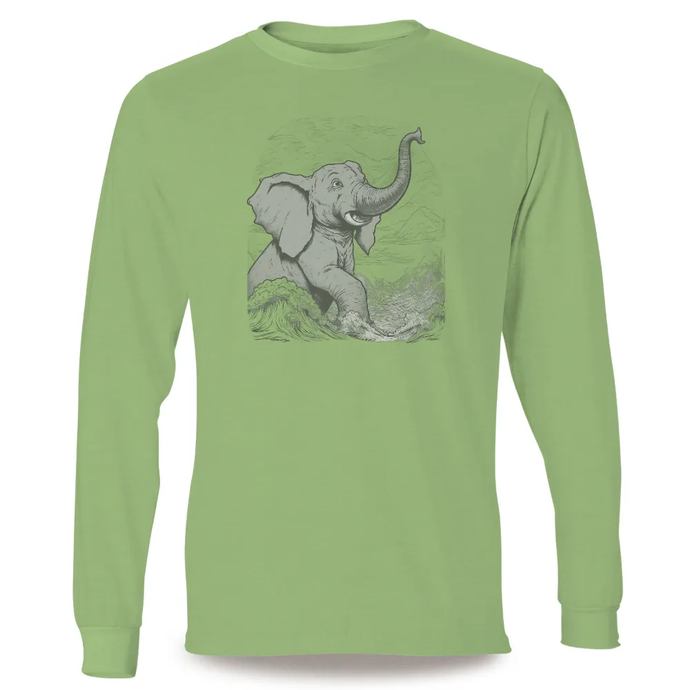 T-Shirt Printing: Elephant Triumphing Over the Stormy Sea|young elephant