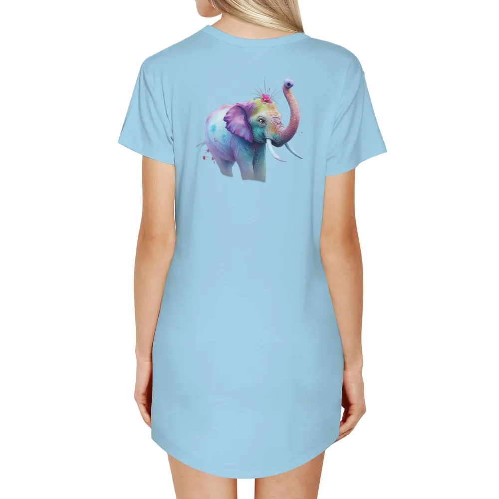 Custom Tee Shirts: Elara - The Colorful Elephant of Joy and Unity|bleach dye comfort colors