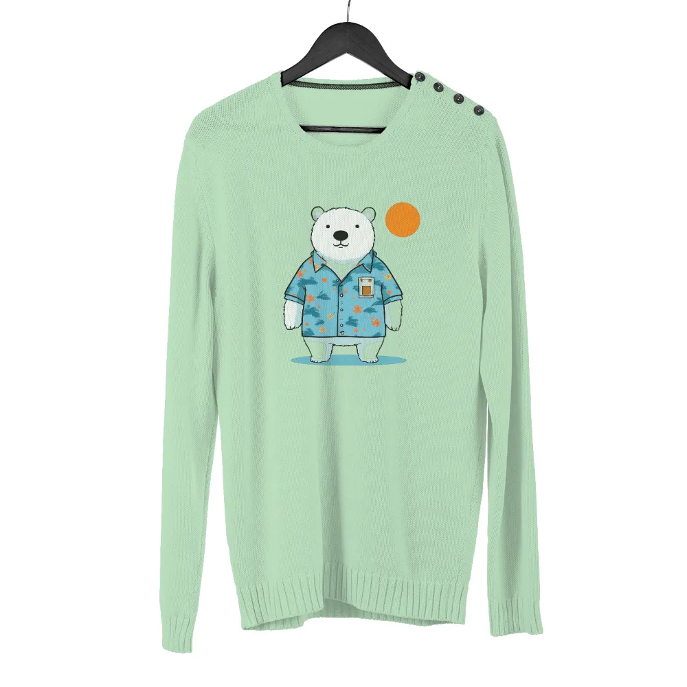 T-Shirts Pattern: Polar Bear in Hawaiian Shirt - Joyful Summer Vibes| Relaxation and leisure