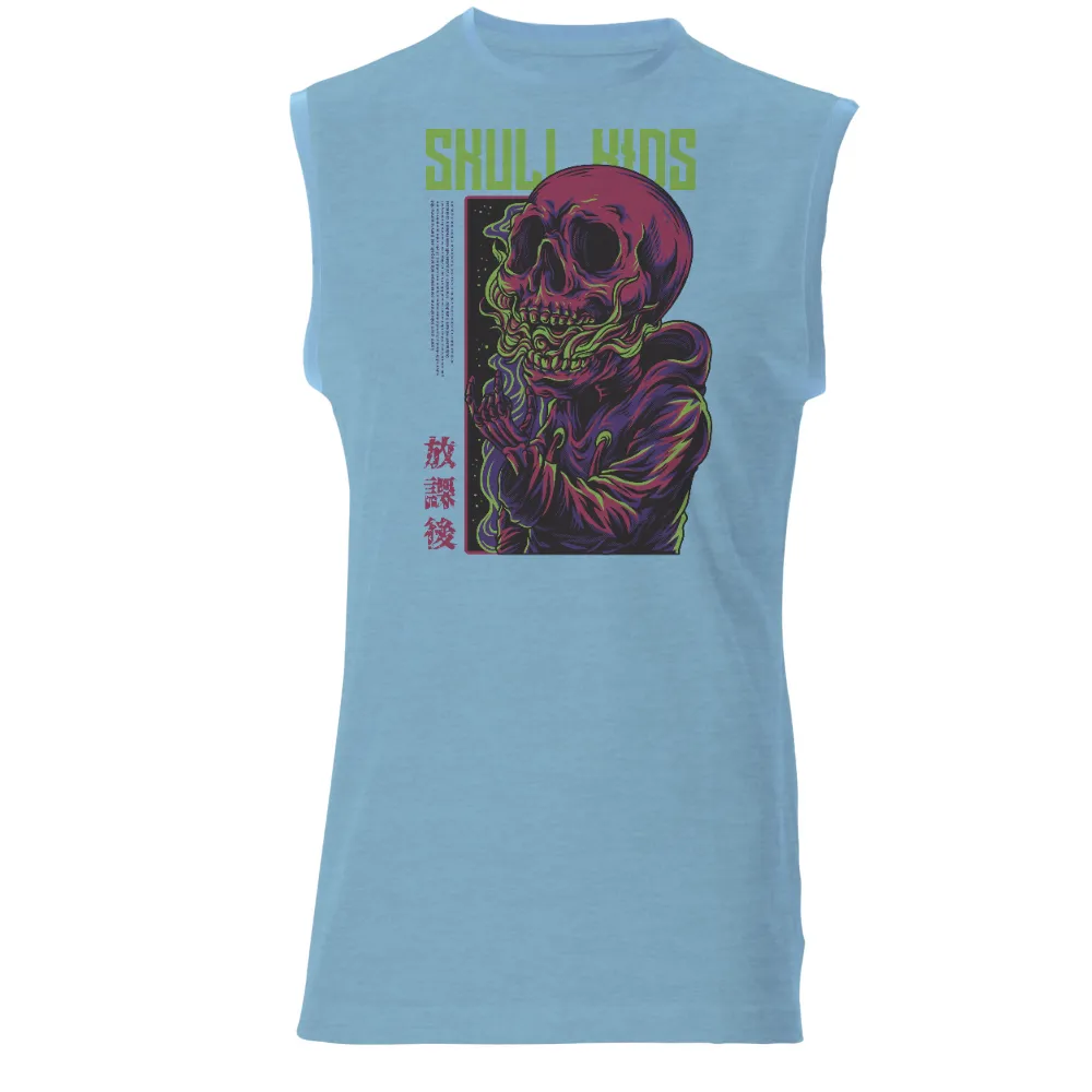 Skull Kids T-Shirt Printing: Neon Rock 'n' Roll Design|enes freedom t shirt