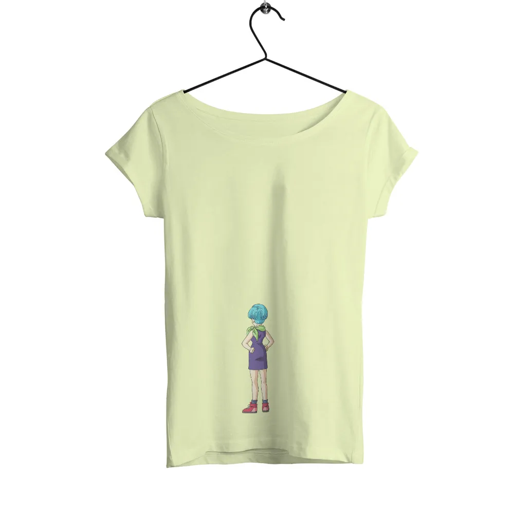 T-Shirts Custom: Empowerment with Bulma, Anime Icon|cartoon character with blue shirt