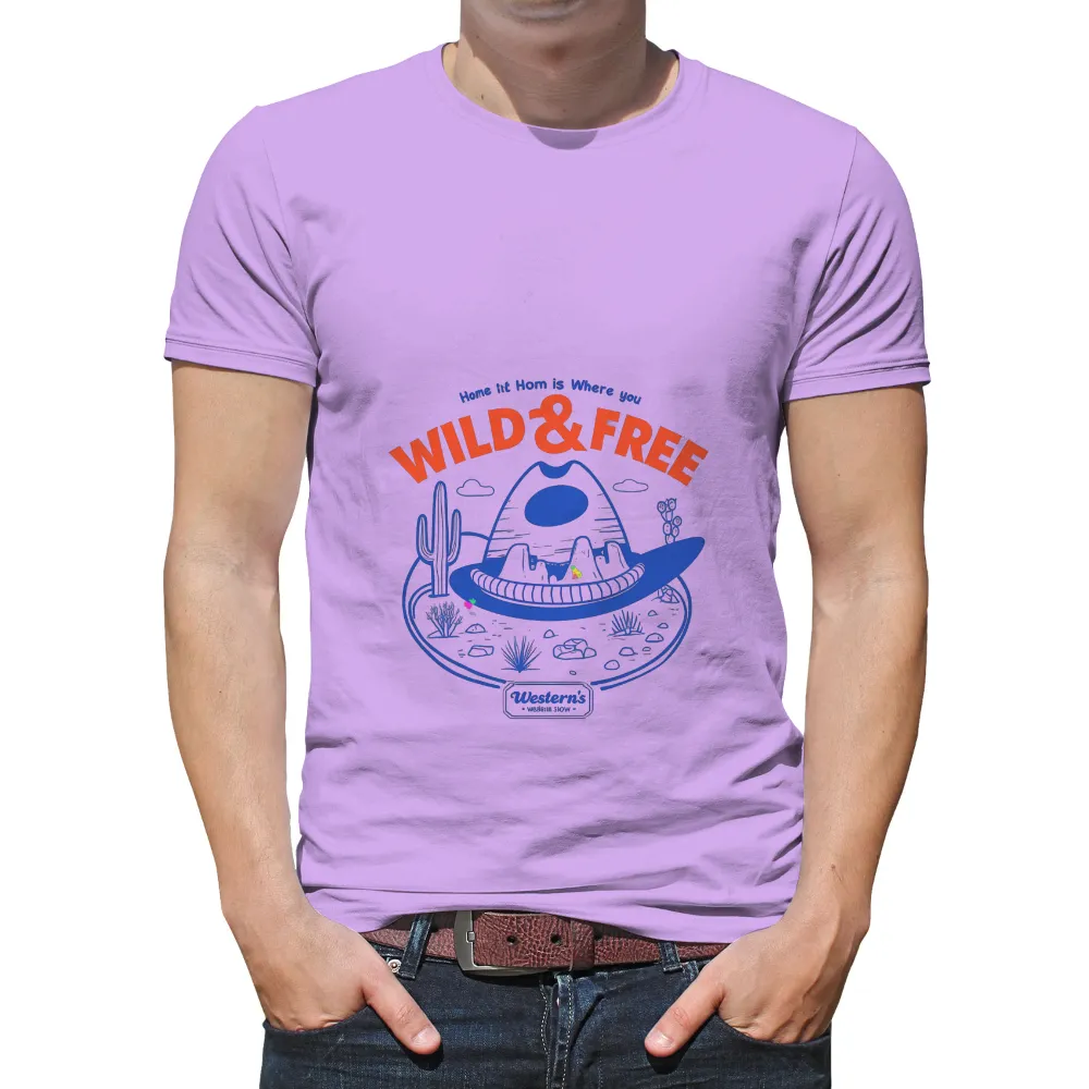 Custom T-Shirt Printing: Wild & Free Cowboy Hat Design| Desert landscape