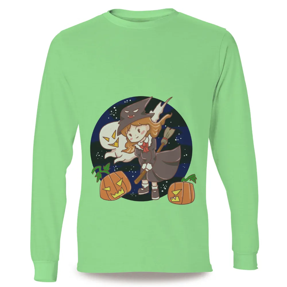 Tee Shirt Printing: Halloween Witch Adventure with Pumpkins and Ghosts|buc ee's shirts 2022 halloween