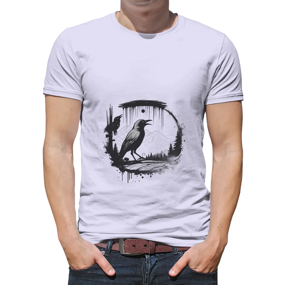 Shirts Graphic Tees: Monochromatic Crows in the Moonlit Forest|counting crows august and everything after t shirt