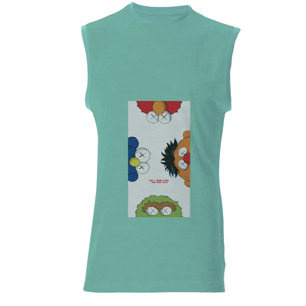 T-Shirts Custom: Sesame Street Characters in Modern Minimalist Style|cartoon bear print colorblock oversized tee