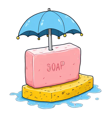 Shirts Graphic Tees: Whimsical Soap Bar with Umbrella - Funny & Quirky Design