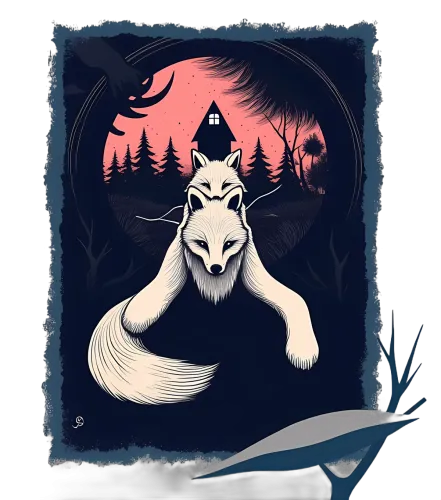 Custom Tee Shirts: White Fox in a Dreamy Forest