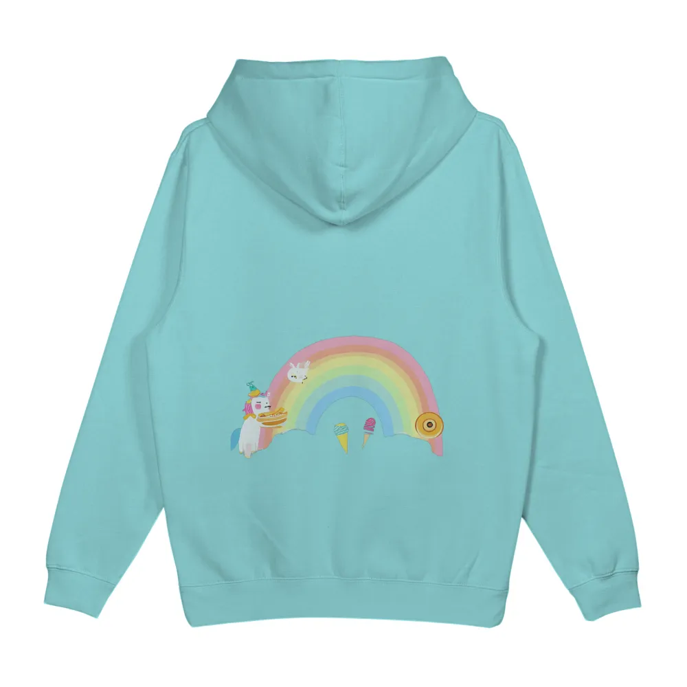 Graphic Tees: Whimsical Unicorn Under a Rainbow of Joy|nana bunny shirt