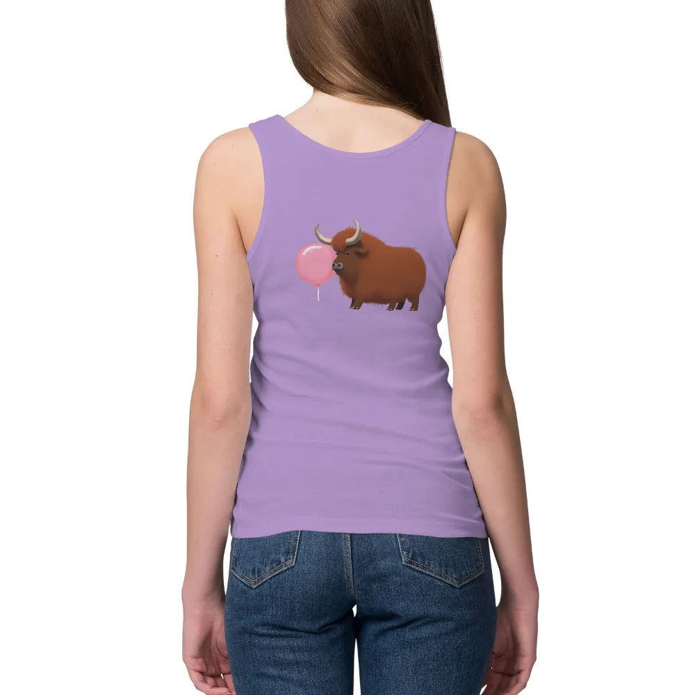 Customized Tee Shirts: Whimsical Highland Cow with Bubble Gum|excellent coochie animal crossing shirt