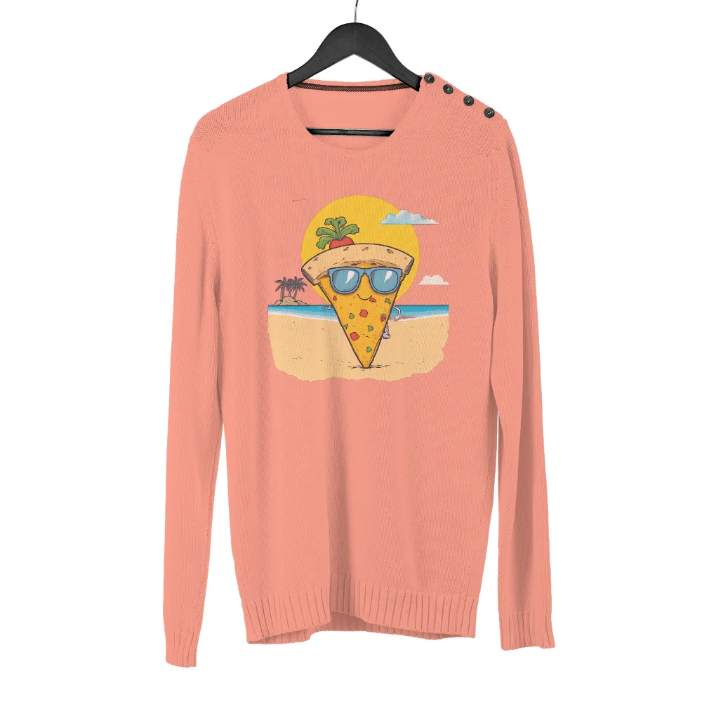 T-Shirts Custom: Beach Pizza Slice with Sunglasses and Radish Hat|endor forest summer camp shirt