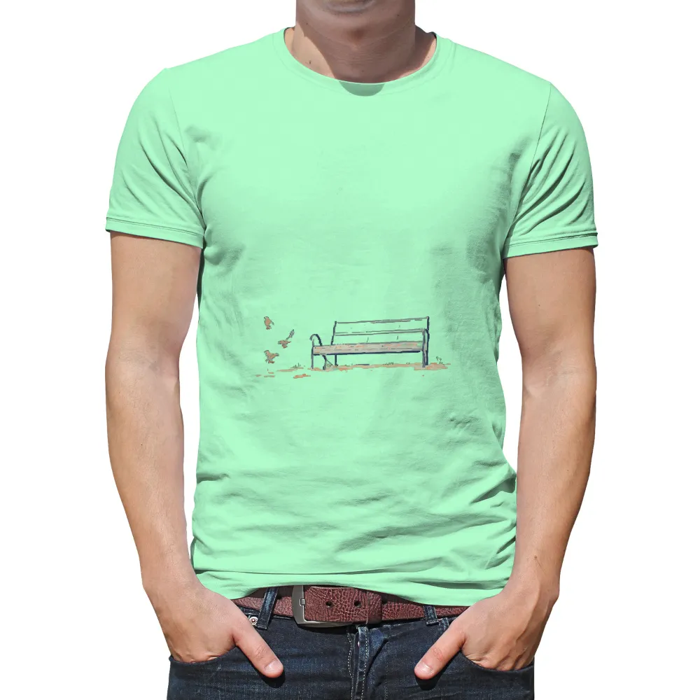 TShirt Printing: Life Stories on a Bench - Minimalist Abstract Design|banksy park