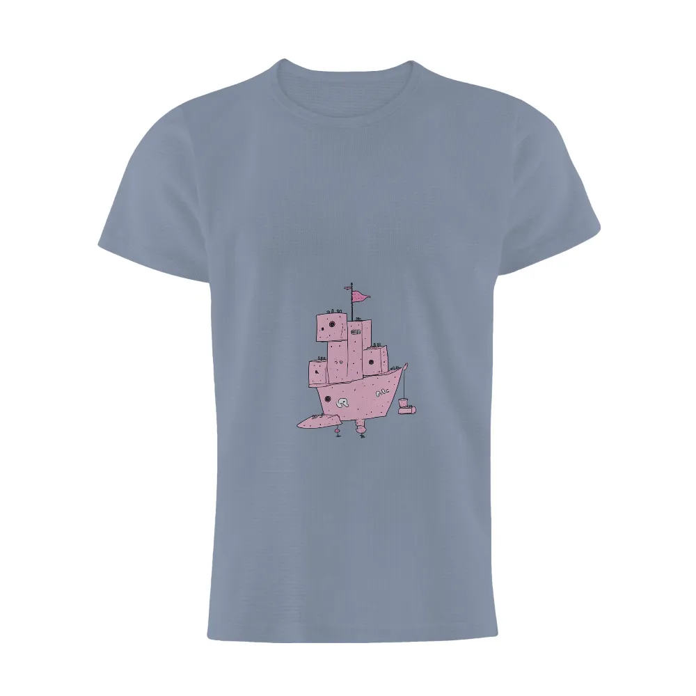 Tee Shirt Printing: The Dream Voyager - Whimsical Pink Ship Adventure|australian research and space exploration t shirt