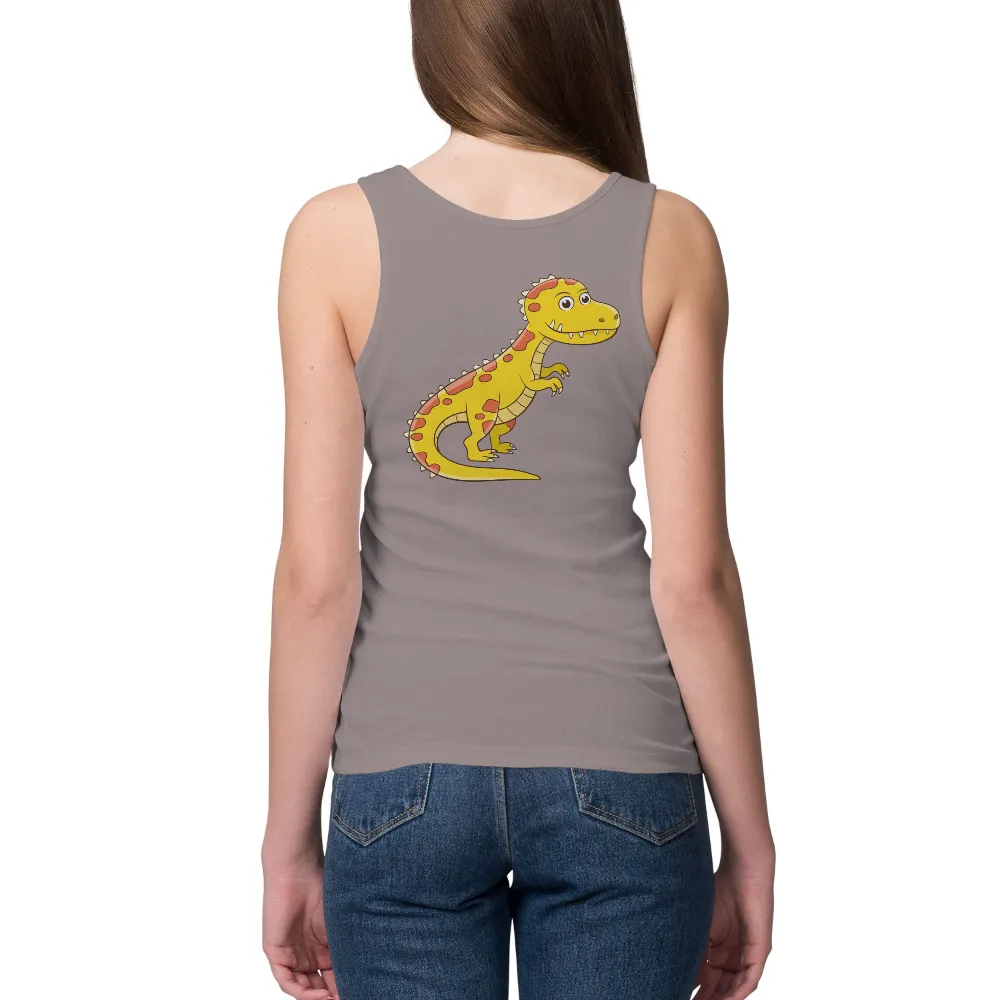 T-Shirts Design: Playful Dino - Artistic Prehistoric Adventure|monkey in yellow shirt