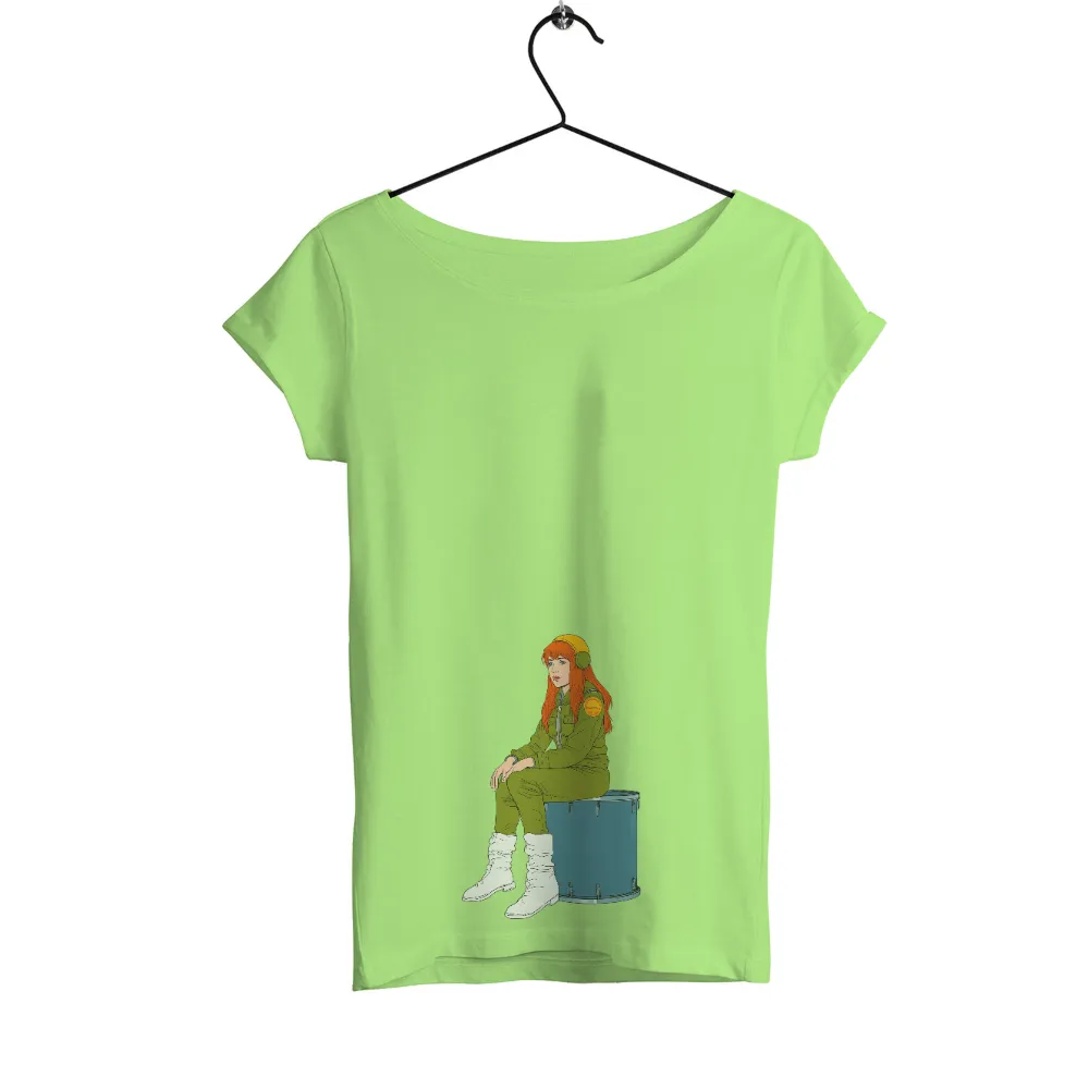 T-Shirts Pattern: Vintage Drummer with Red Hair and Green Jumpsuit|roxy music t shirts sale