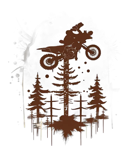 TShirt Design: Motocross Biker Soaring Above the Forest