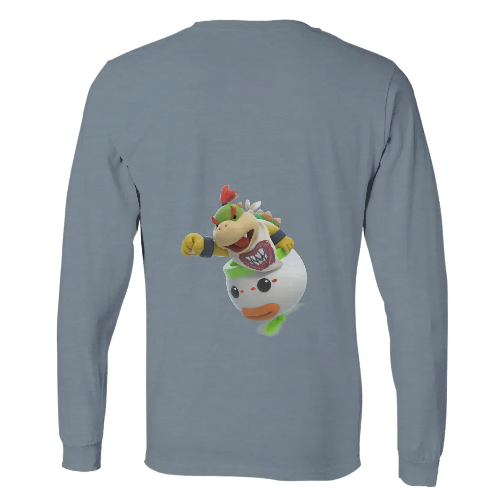 Shirts Graphic Tees: Bowser's Playful Transformation|black shirt cartoon character