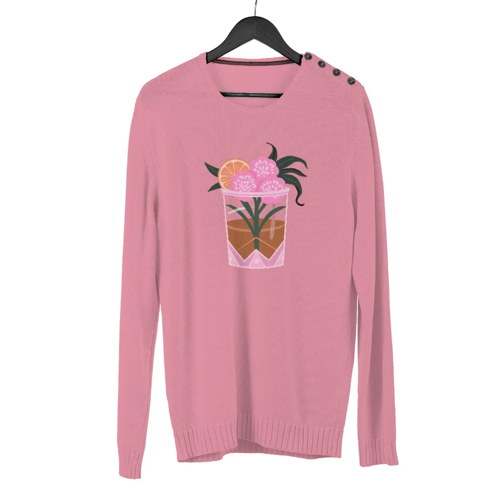 Custom T-Shirt Printing: Tropical Cocktail Vibes| pink flowers