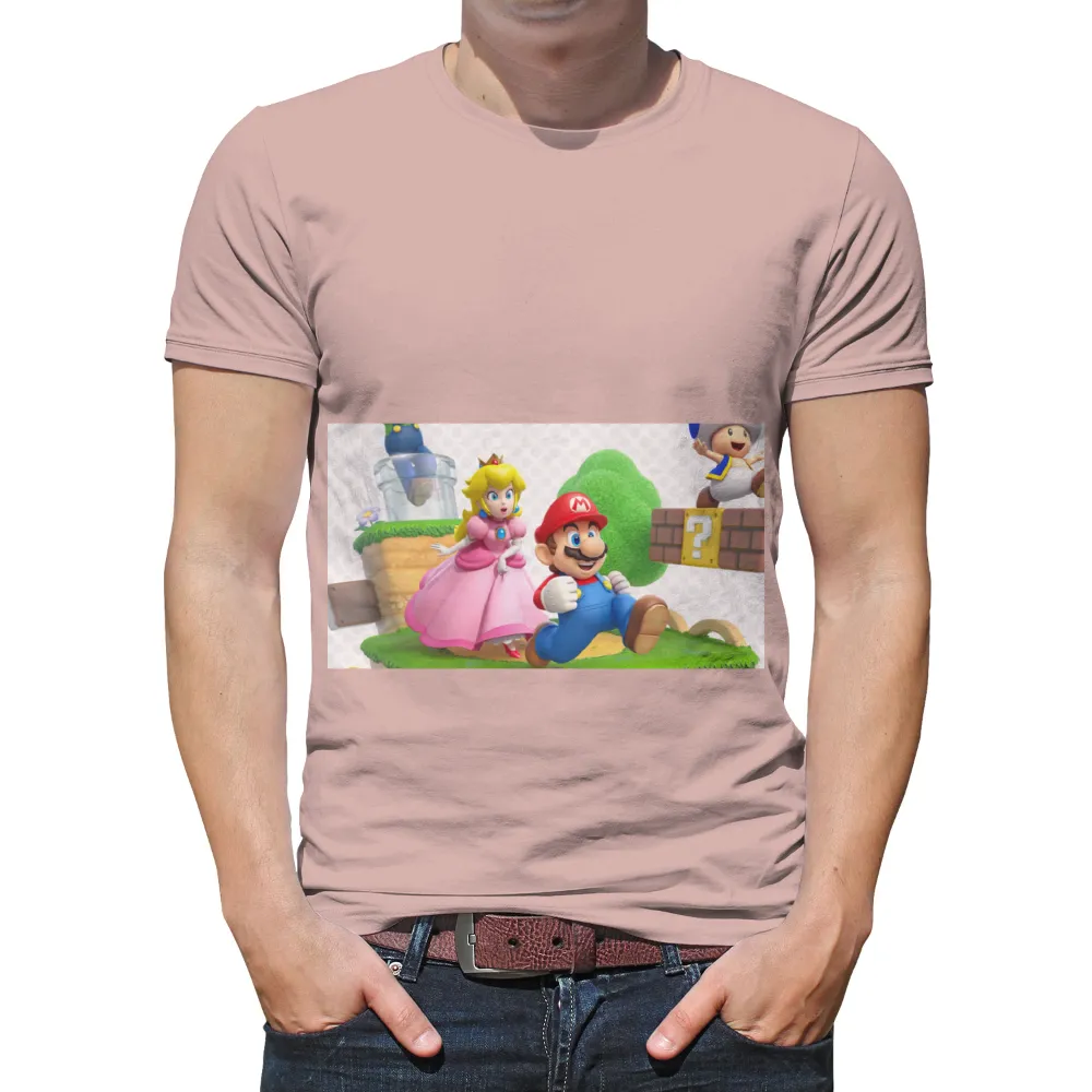 Custom T-Shirt Printing: Mario and Princess Peach Adventure|super mario maker 2 t shirt