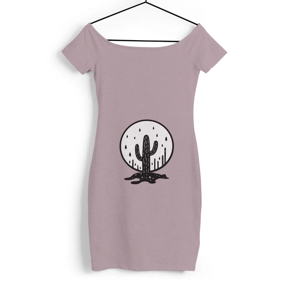 TShirt Design: Resilient Cactus Under the Moon|t shirt painting on nature