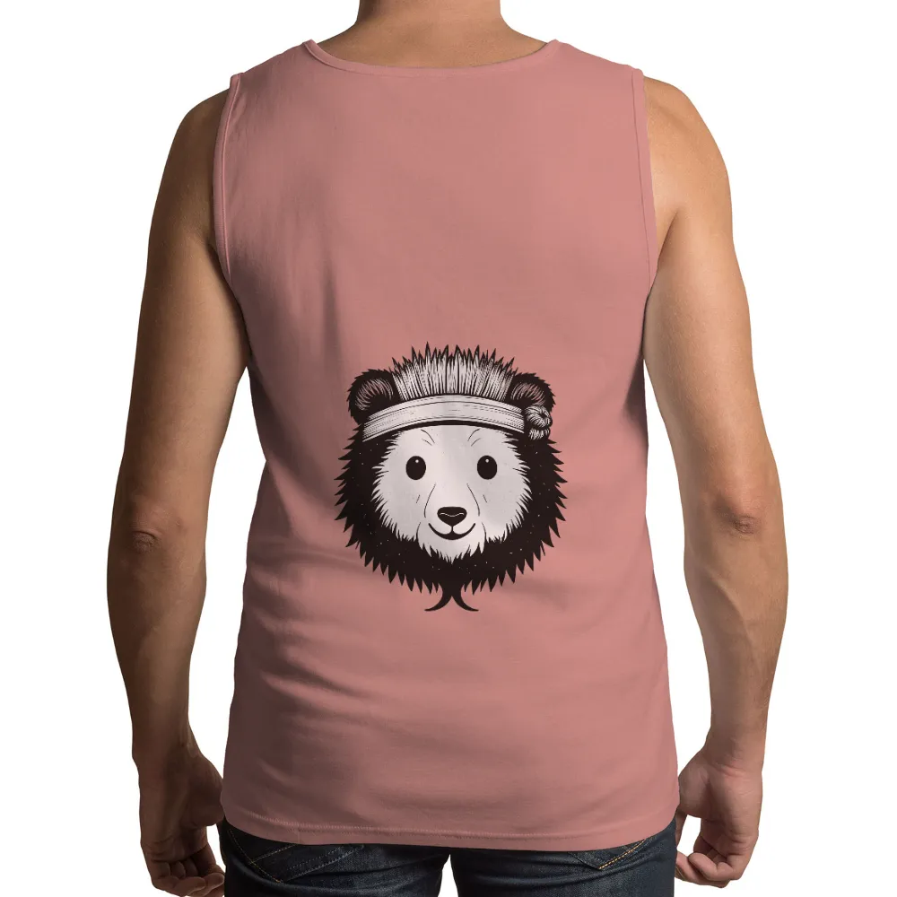 T-Shirts Custom: Panda Headdress - Cultural Fusion & Harmony|Traditional Native American headdress