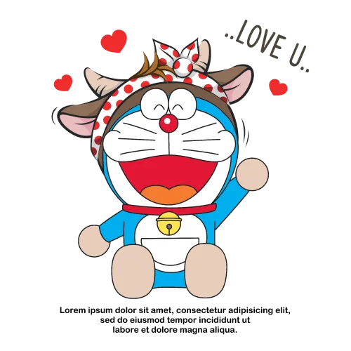 TShirt Design: Doraemon Love U - Express Your Affection with Joy