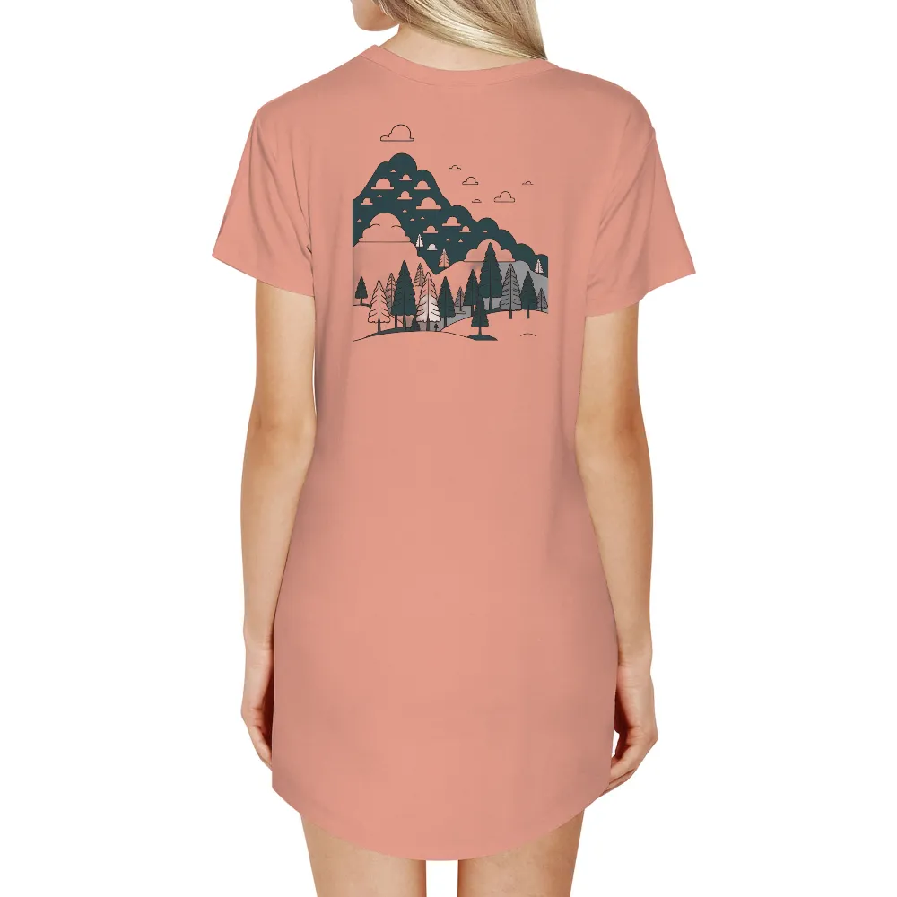 Custom Tee Shirts: Forest Serenity Under Moonlight| tall trees under moonlight