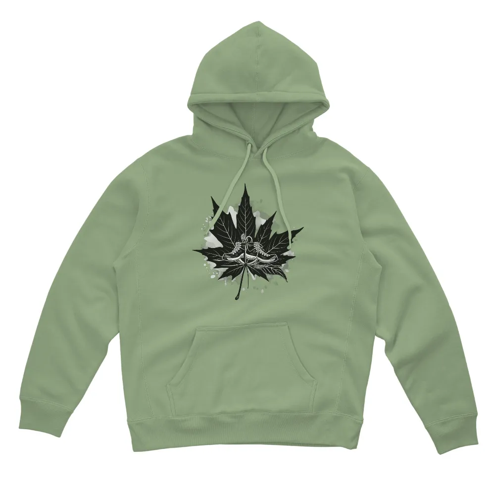 Customized Tee Shirts: Maple Leaf and Sneakers - Nature Meets Urban|t shirt roblox black and white