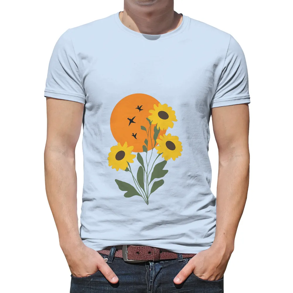 Sunflowers and Birds: A Symbol of Hope - T-Shirts Design|freedom graffiti