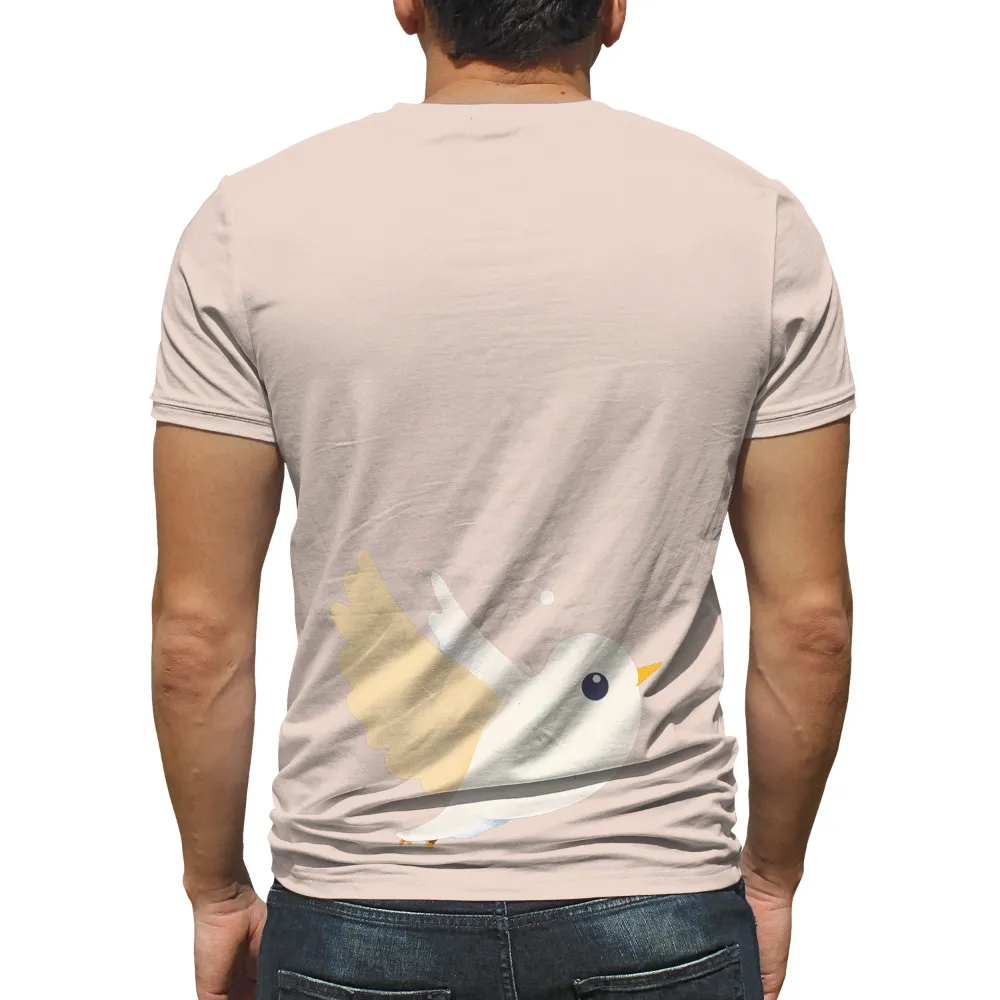 Tee Shirts Printed: White Bird Soaring in the Night Sky| Striking visual contrast